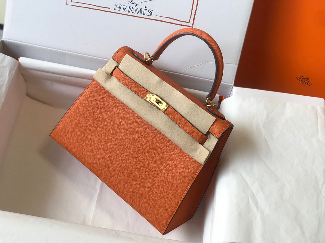 hm kelly 32cm orange epsom leather gold hardware