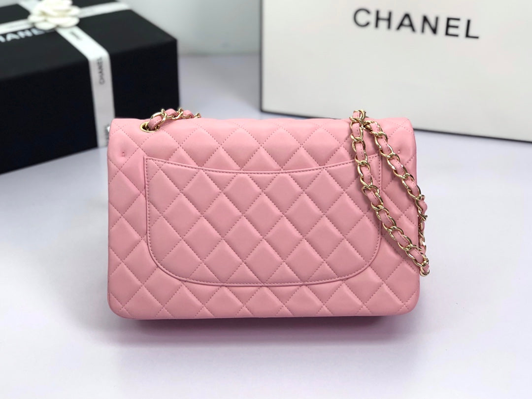 flap bag jumbo 30 pastel pink lambskin gold hardware