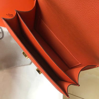 constance 24 orange red epsom leather gold hardware