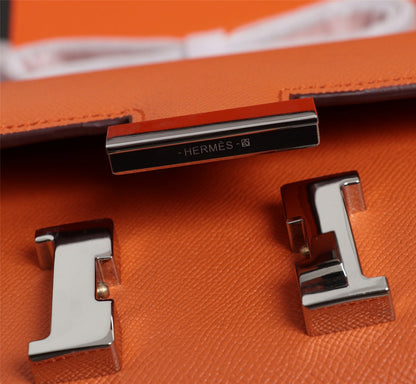 HM CONSTANCE BAGS 19 ORANGE EPSOM SILVER HARDWARE