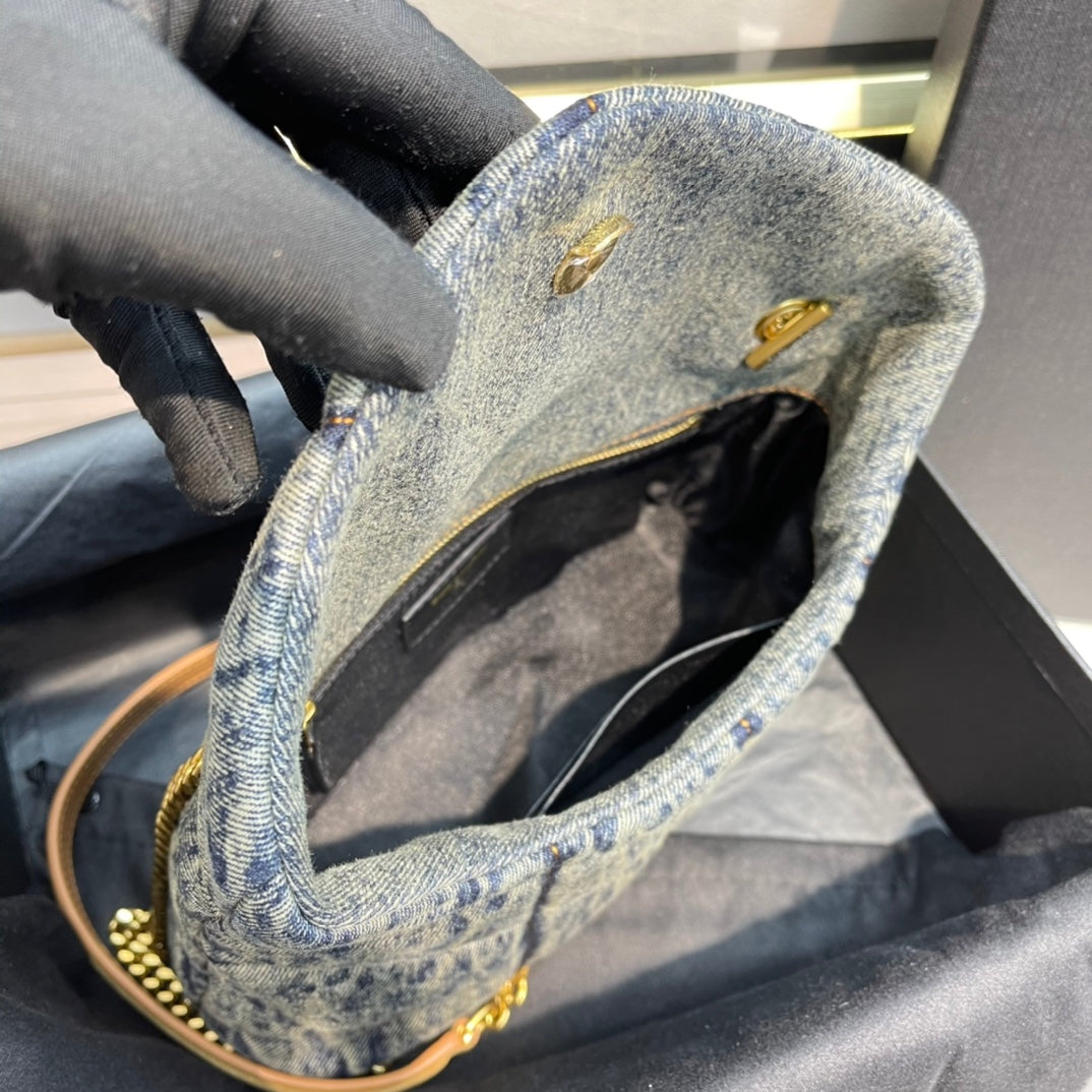 LOULOU PUFFER MINI 23 RODEO BLUE SUEDE DENIM