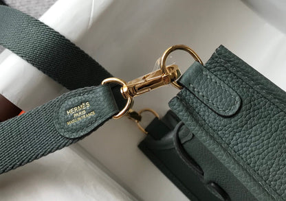 Mini Evelyne 18cm Green Grey Togo Ghw