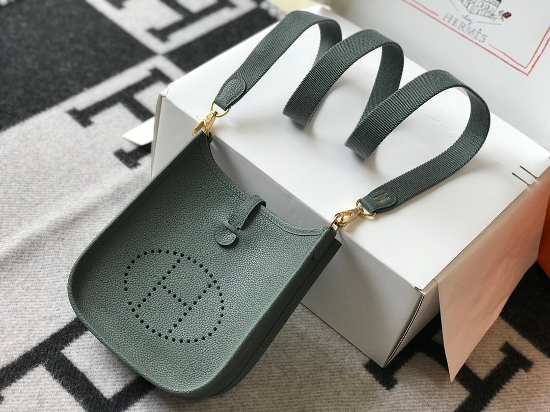 Mini Evelyne 18cm Green Grey Togo Ghw