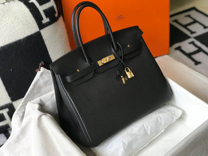 HM BIRKIN 35CM BAG BLACK TOGO GOLD HARDWARE