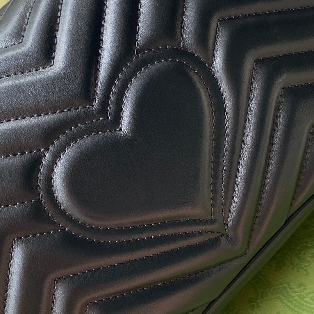 gg marmont 26cm black calfskin gold hardware