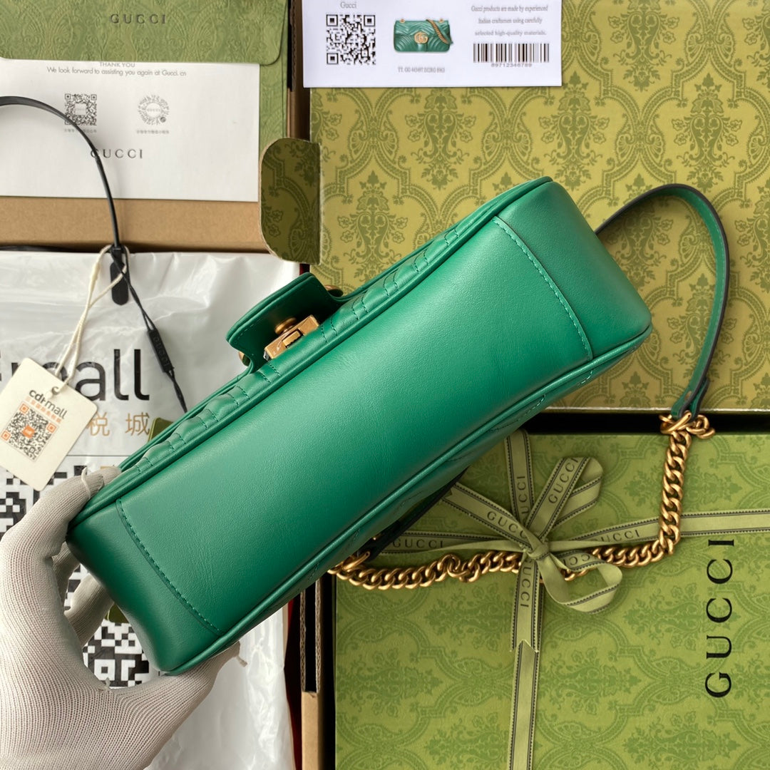 gg marmont 26cm green calfskin gold hardware