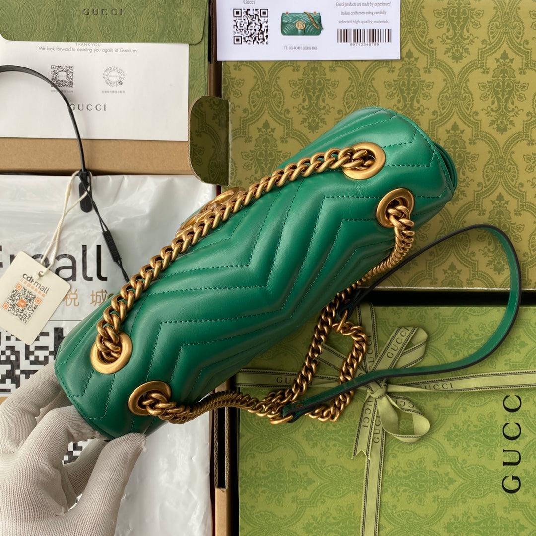 gg marmont 26cm green calfskin gold hardware