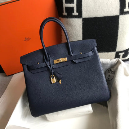 HM BIRKIN 35CM BAG NAVY TOGO GOLD HARDWARE