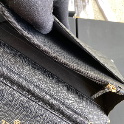 Classic Woc 20cm Black Grained Calfskin Leather CC