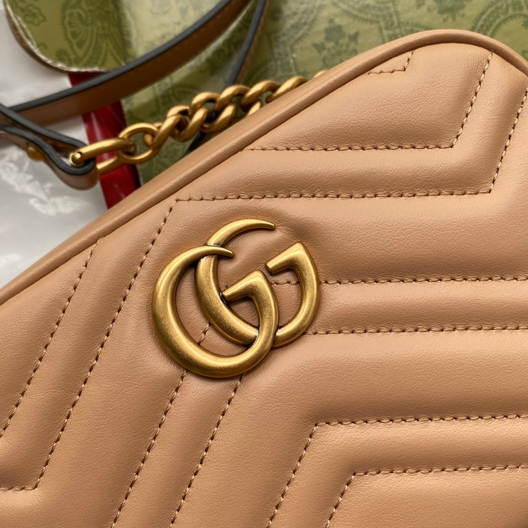 gg marmont mini 18cm zip top dark beige calfskin gold hardware