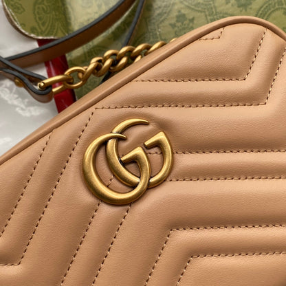 gg marmont mini 18cm zip top dark beige calfskin gold hardware