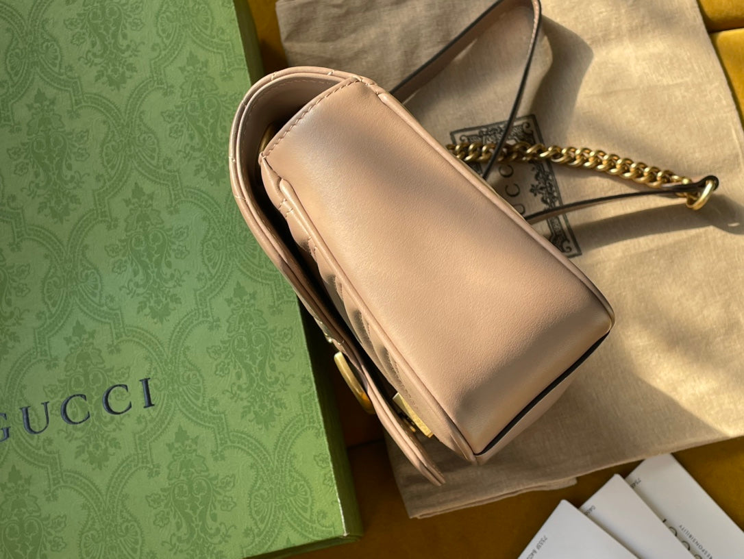 GG MARMONT MATELASS¨¦ LARGE 26 BAG BEIGE CALFSKIN