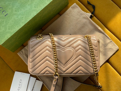 GG MARMONT MATELASS¨¦ LARGE 26 BAG BEIGE CALFSKIN