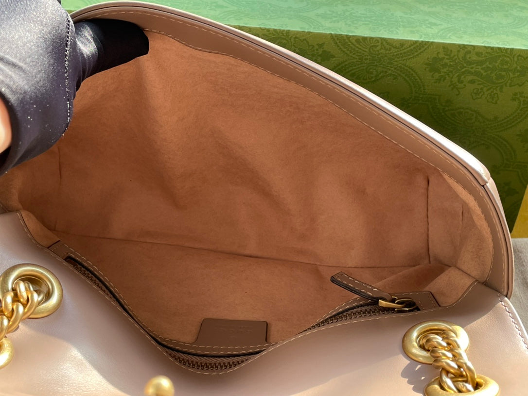 GG MARMONT MATELASS¨¦ LARGE 26 BAG BEIGE CALFSKIN