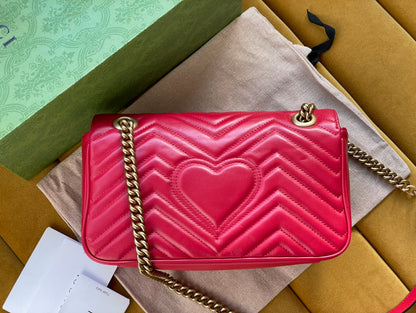 GG MARMONT MATELASS¨¦ LARGE 26 BAG RED PINK CALFSKIN