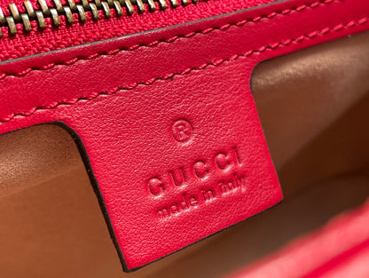 GG MARMONT MATELASS¨¦ LARGE 26 BAG RED PINK CALFSKIN