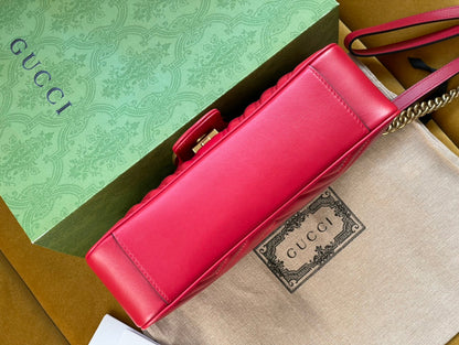 GG MARMONT MATELASS¨¦ LARGE 26 BAG RED PINK CALFSKIN