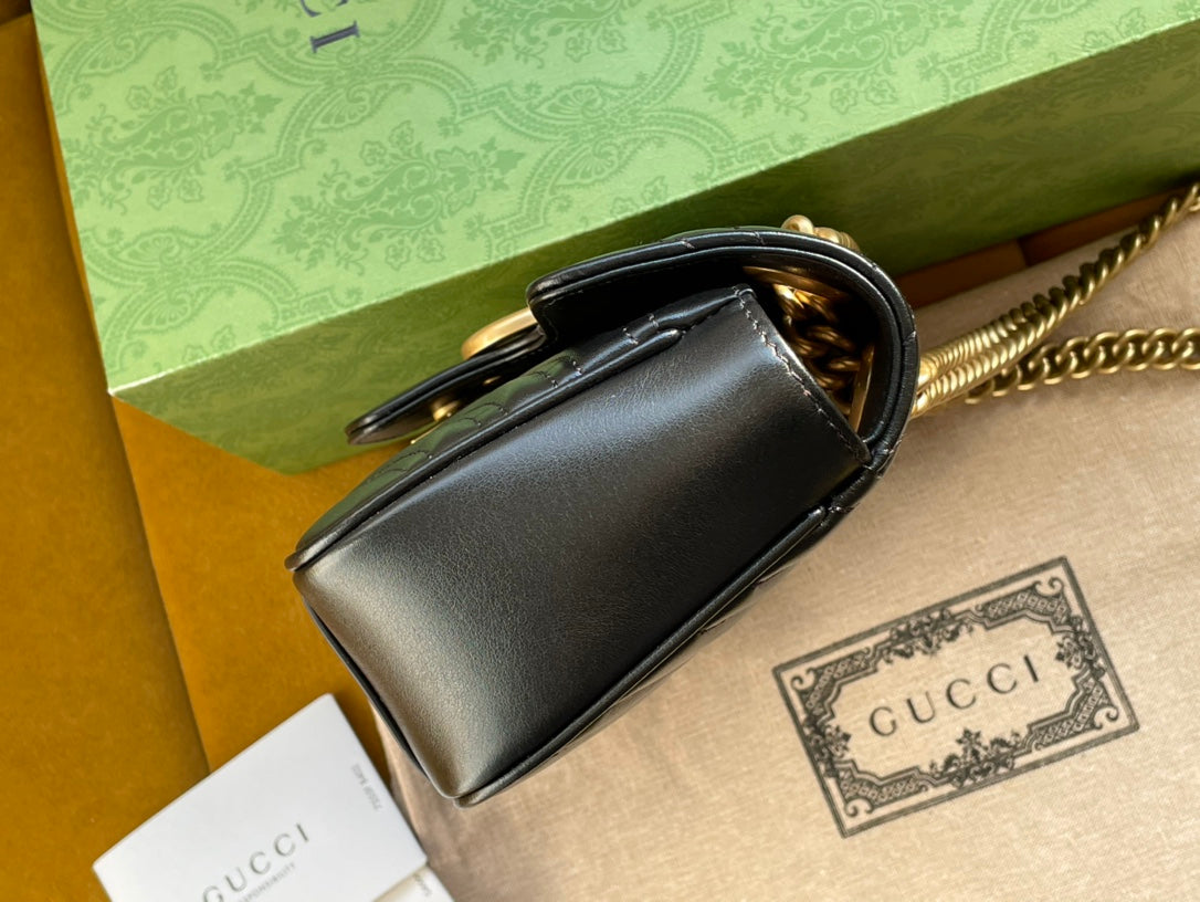 GG MARMONT MATELASS¨¦ SMALL 22 BAG BLACK CALFSKIN