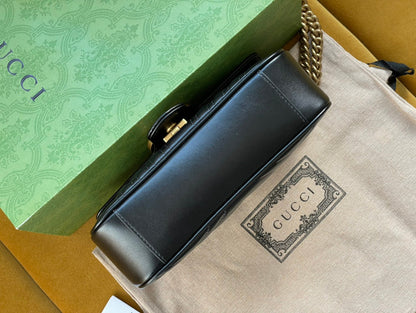 GG MARMONT MATELASS¨¦ SMALL 22 BAG BLACK CALFSKIN