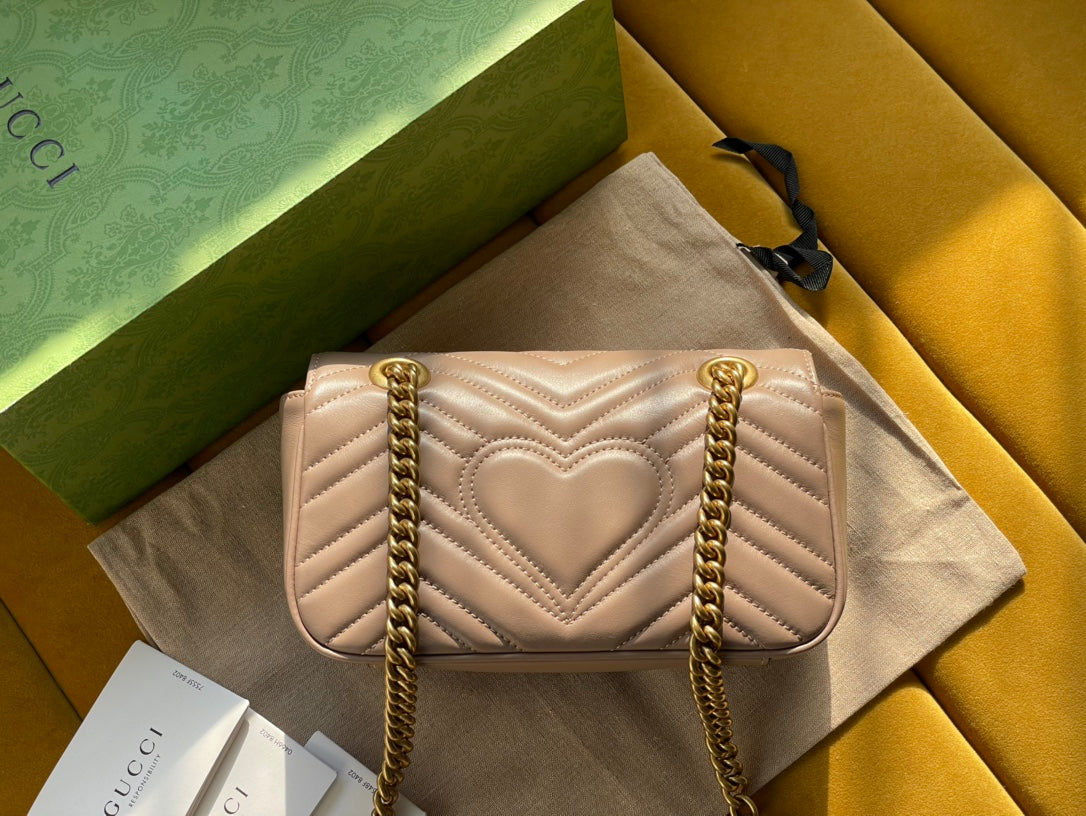 GG MARMONT MATELASS¨¦ SMALL 22 BAG BEIGE CALFSKIN