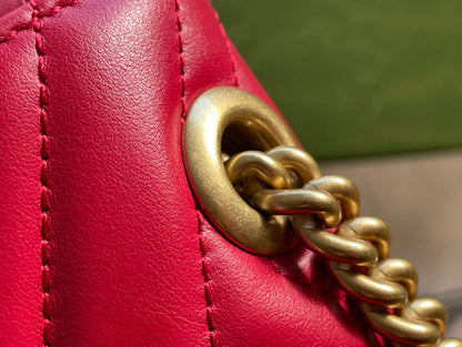 GG MARMONT MATELASS¨¦ SMALL 22 BAG RED PINK CALFSKIN