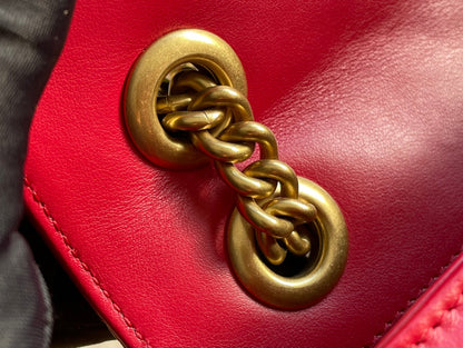 GG MARMONT MATELASS¨¦ SMALL 22 BAG RED PINK CALFSKIN