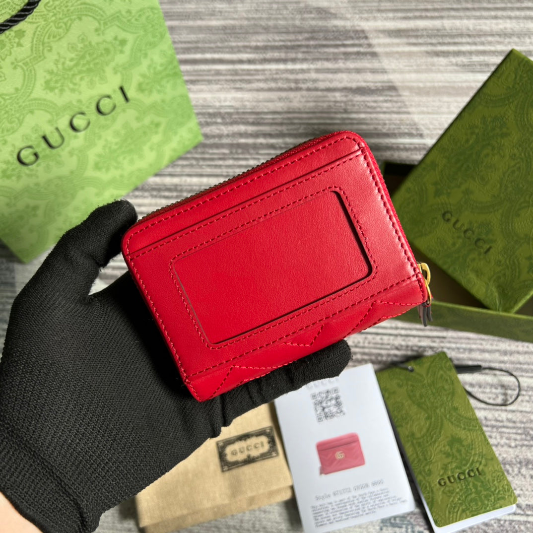 GG MARMONT MINI 11 WALLET CHERRY RED CALFSKIN