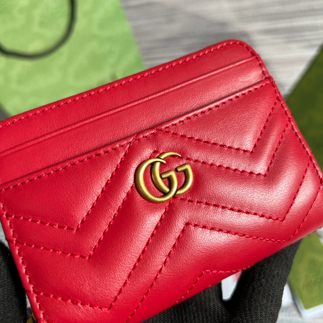 GG MARMONT MINI 11 WALLET CHERRY RED CALFSKIN