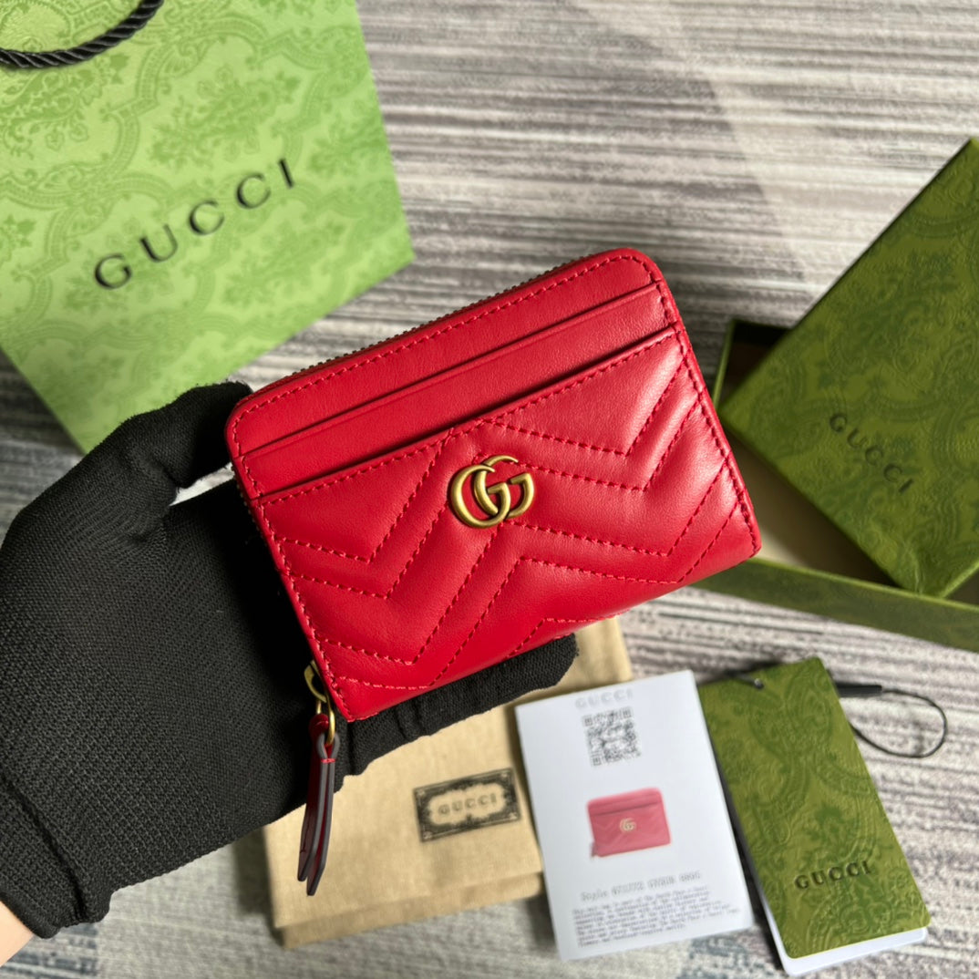 GG MARMONT MINI 11 WALLET CHERRY RED CALFSKIN