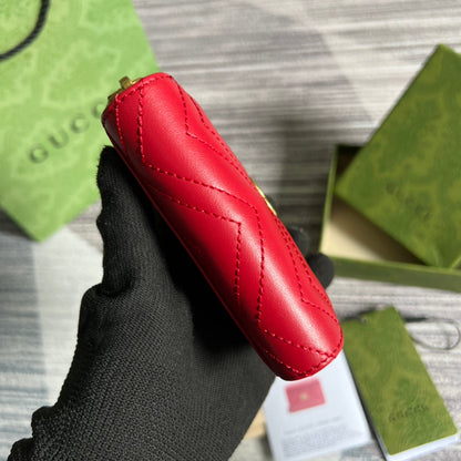 GG MARMONT MINI 11 WALLET CHERRY RED CALFSKIN