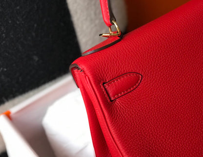HM KELLY 28CM RED TOGO GOLD HARDWARE
