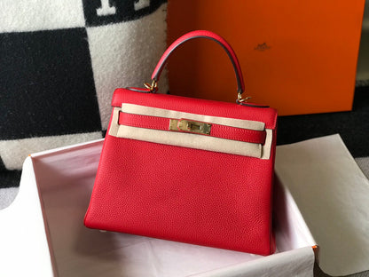 HM KELLY 25CM RED TOGO GOLD HARDWARE
