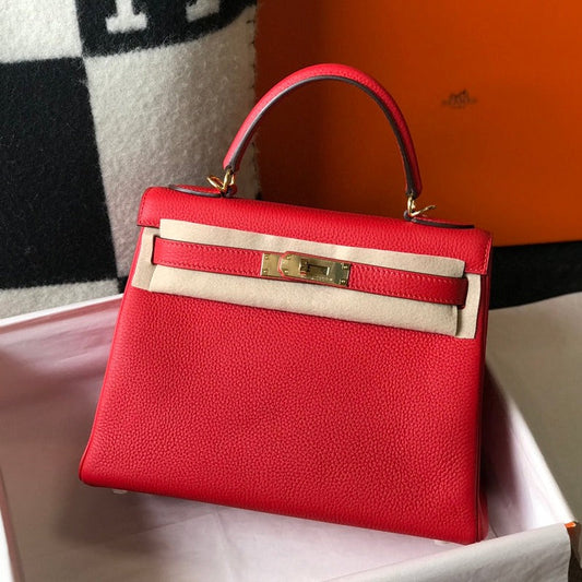 HM KELLY 28CM RED TOGO GOLD HARDWARE