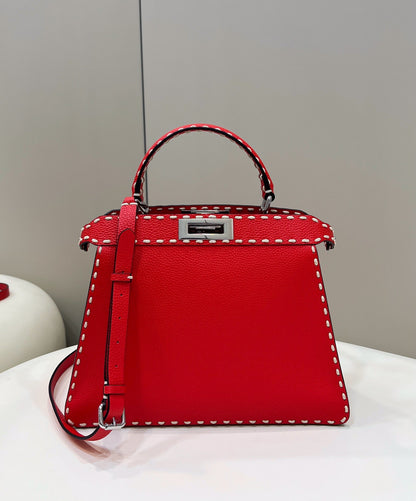 PEEKABOO ISEEU 33 IN RED GRAINED CALFSKIN SILVER HARDWARE