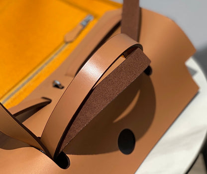 Herbag 31 Toile Dark Yellow Canvas Gold Cowhide Leather