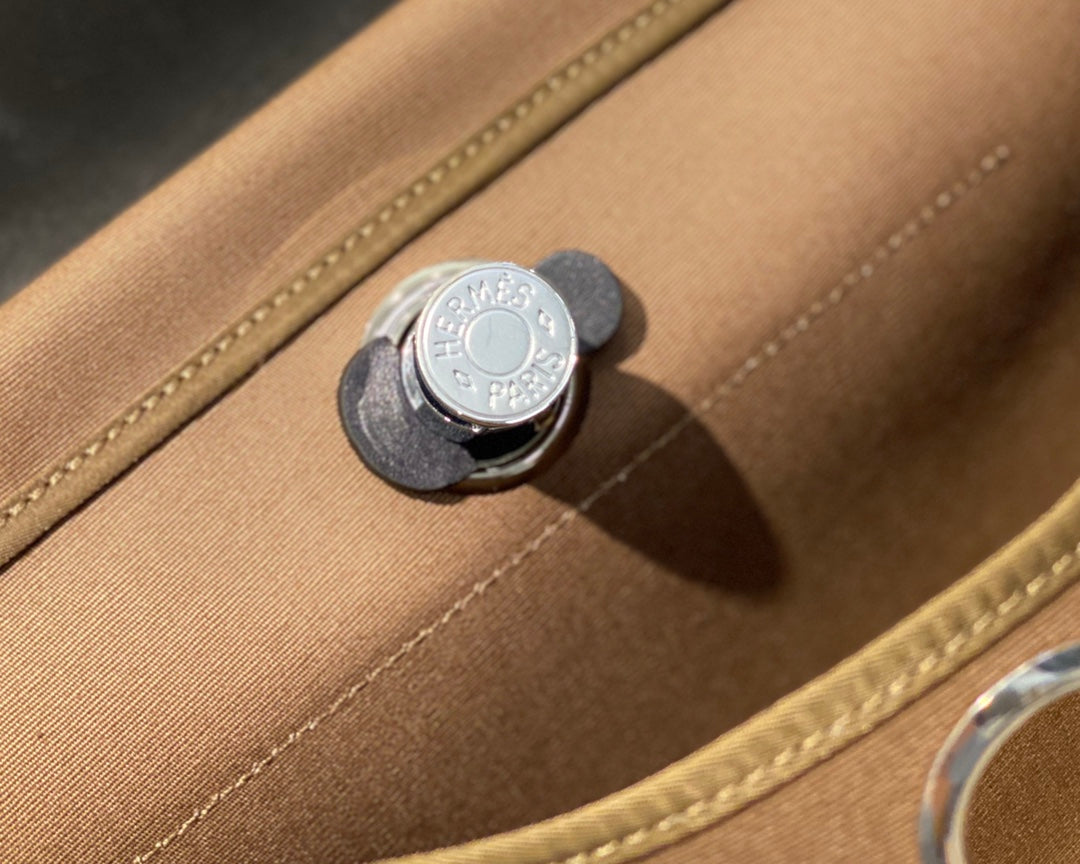 Herbag 31 Toile Brown Canvas Black Cowhide Leather