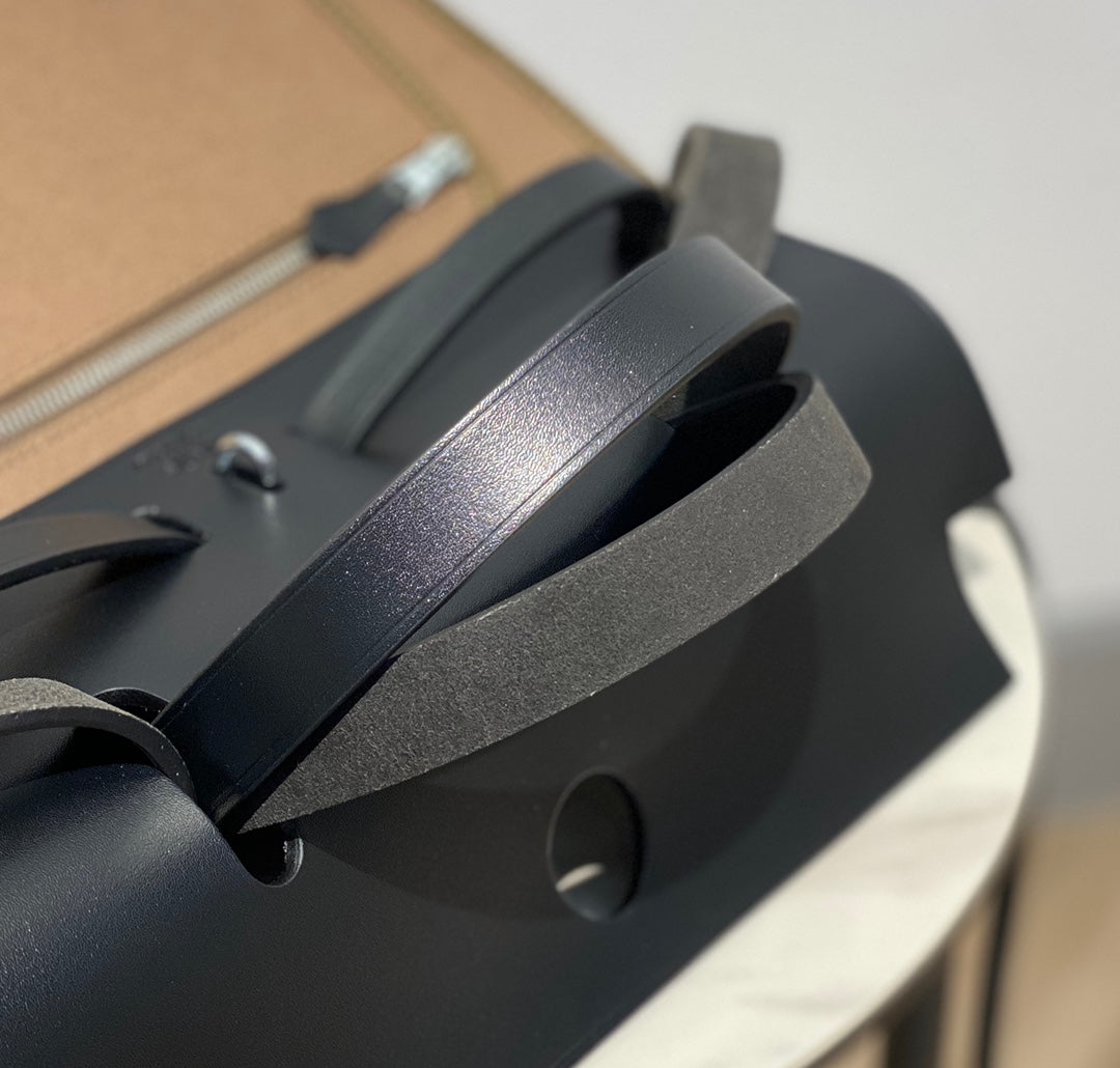 Herbag 31 Toile Brown Canvas Black Cowhide Leather