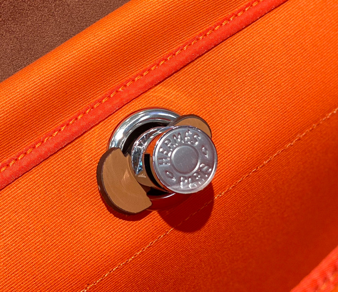 Herbag 31 Toile Orange Canvas Gold Cowhide Leather