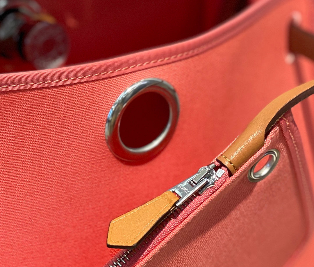 Herbag 31 Toile Pink Canvas Gold Cowhide Leather