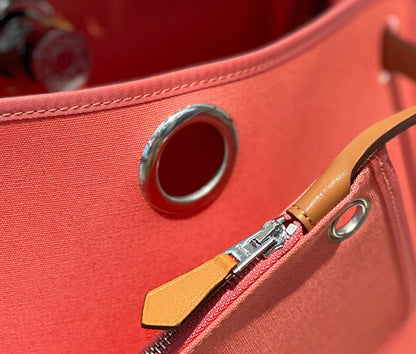 Herbag 31 Toile Pink Canvas Gold Cowhide Leather