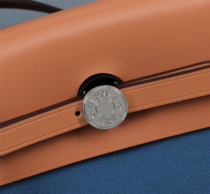 HM HERBAG ZIP 31 AEGEAN AND COPPER CANVAS