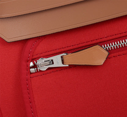 HM HERBAG ZIP 31 RED AND CIDER CANVAS
