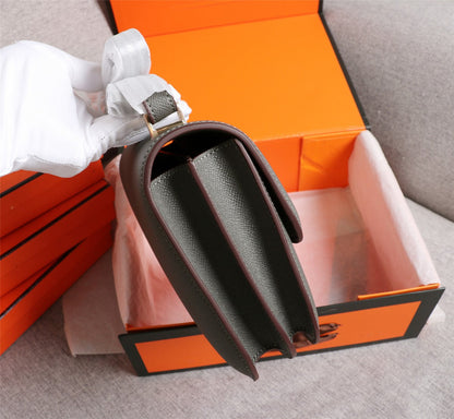 HM CONSTANCE BAGS 22 PEWTER GRAY EPSOM