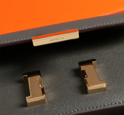 HM CONSTANCE BAGS 19 PEWTER GRAY EPSOM