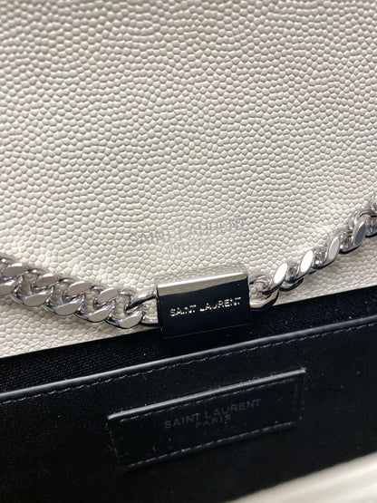 kate medium 24cm white grained calfskin silver hardware