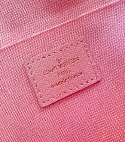 F¨¦LICIE POCHETTE 21 IN BLUE BEIGE DAMIER AZUR CANVAS GOLD HARDWARE