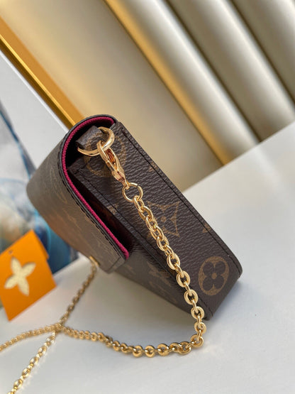 F¨¦LICIE POCHETTE 21 IN BROWN MONOGRAM CANVAS GOLD HARDWARE