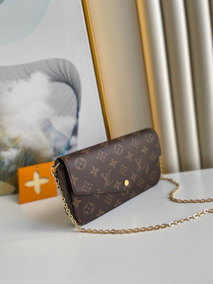 F¨¦LICIE POCHETTE 21 IN BROWN MONOGRAM CANVAS GOLD HARDWARE
