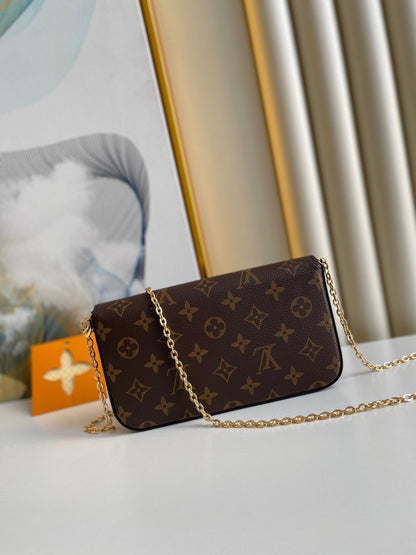 F¨¦LICIE POCHETTE 21 IN BROWN MONOGRAM CANVAS GOLD HARDWARE