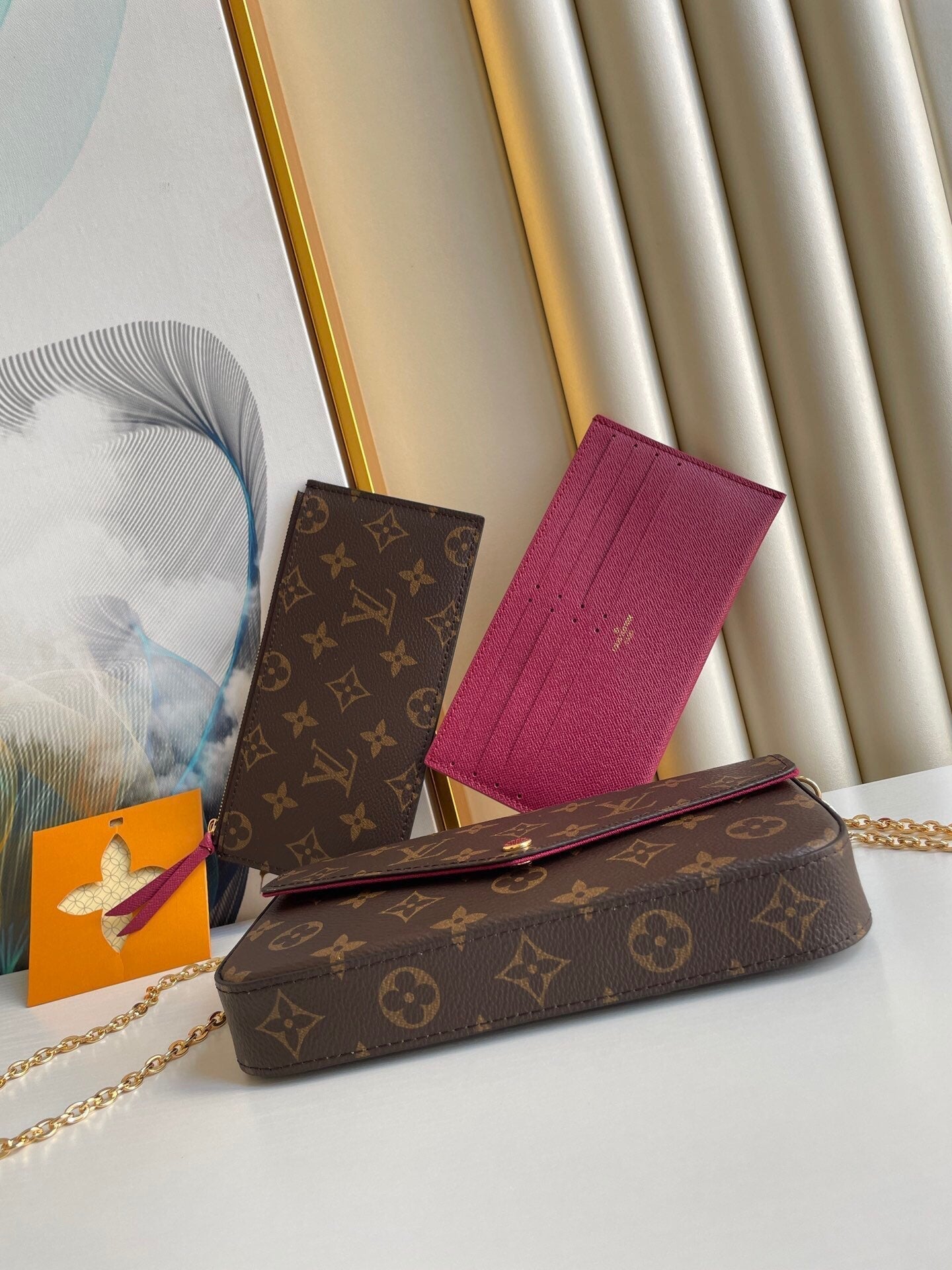 F¨¦LICIE POCHETTE 21 IN BROWN MONOGRAM CANVAS GOLD HARDWARE